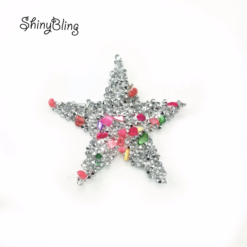 

8cm star design hotfix rhinestone motif iron on patches applique for heat transfer clothing shoes bag diy
