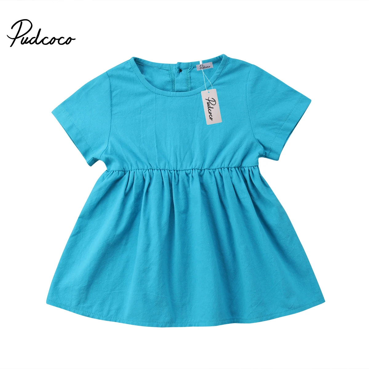 

2018 Brand New Infant Kid Baby Girls Summer Floral Party Pageant Tutu Dress Toddler Clothes Shortsleeve Solid Sundress 6M-3T