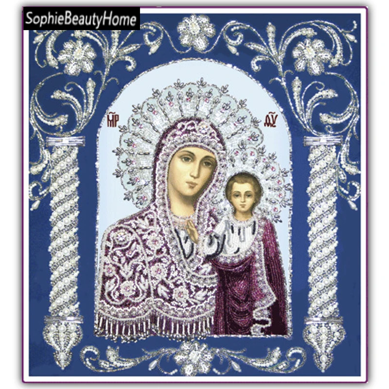 

Sophie Beauty House Diy Crafts Embroidery Religion God Jesus Religious Crystal Diamond Round and Russian Pattern Mosaic Picture