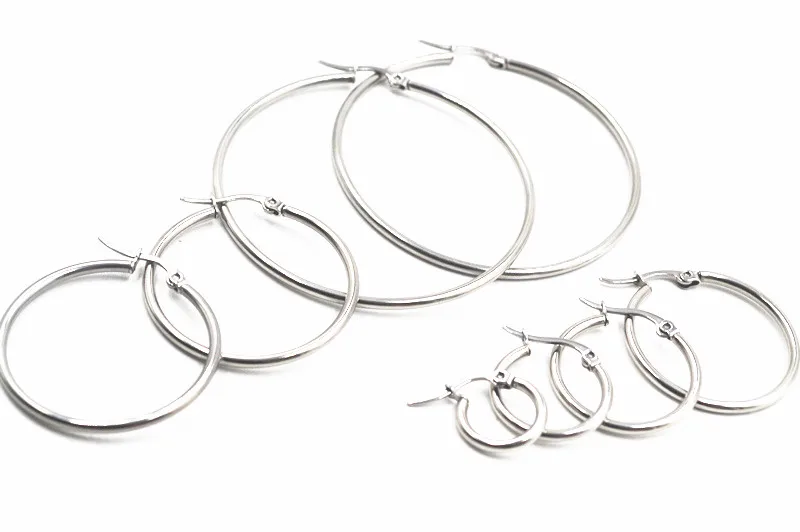 

Free Shippment 10pairs Wholesale Sliver Big Circle Rings Earring Ear Stud Hoop Earrings Many Sizes 10mm 15mm 20mm 25mm 30mm 50mm