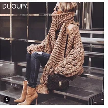 DUOUPA Coarse Knitted Sweater Women 2019 AUTUMNWinter Fashion Lantern Sleeve Cardigan Female Open Front Korea Sweater Coat DUOUPA Coarse Knitted Sweater Women 2019 AUTUMNWinter Fashion Lantern Sleeve Cardigan Female Open Front Korea Sweater Coat