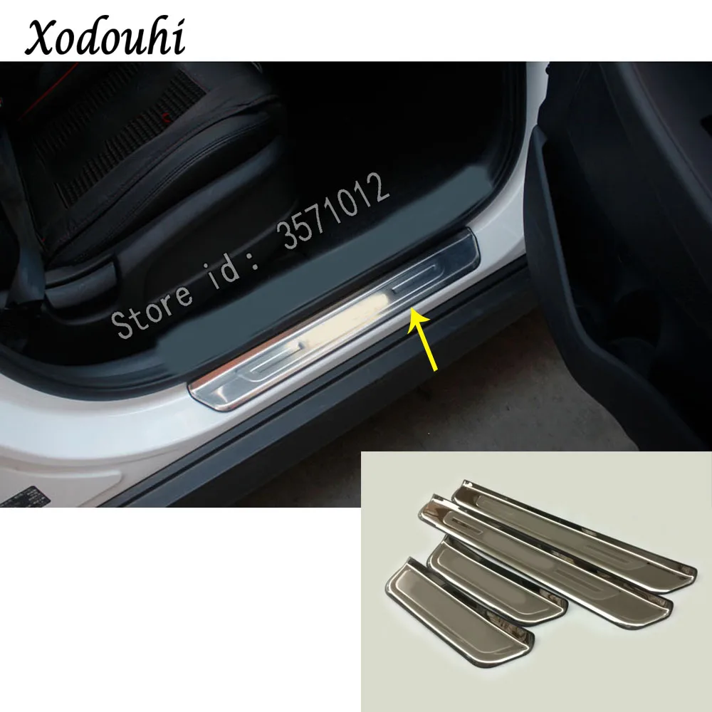 

For Hyundai Tucson 2019 2020 car Stainless Steel pedal Door scuff plate Cover threshold stick external outside hoods 4pcs