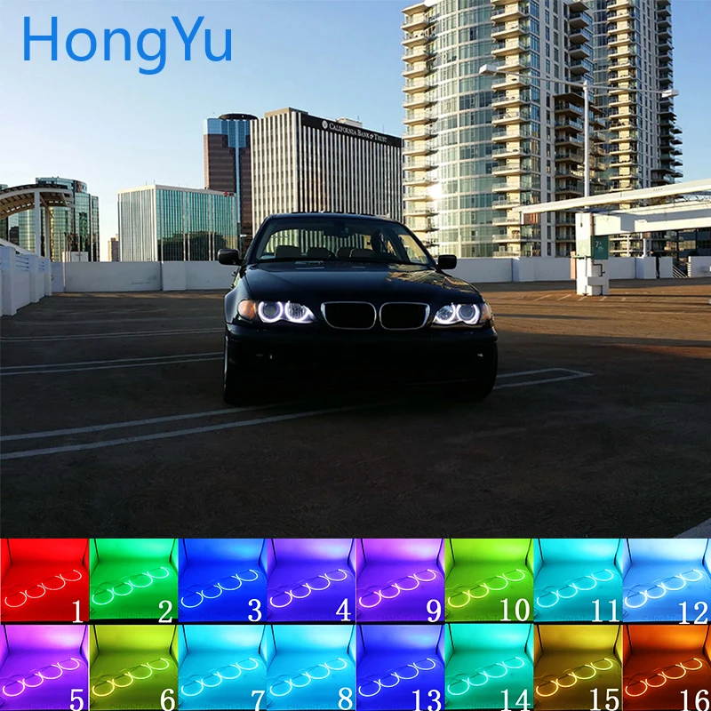 

Headlight Multi-color RGB LED Angel Eyes Halo Ring Eye DRL RF Remote Control for BMW 1998 - 2005 E46 with PROJECTORS Accessories