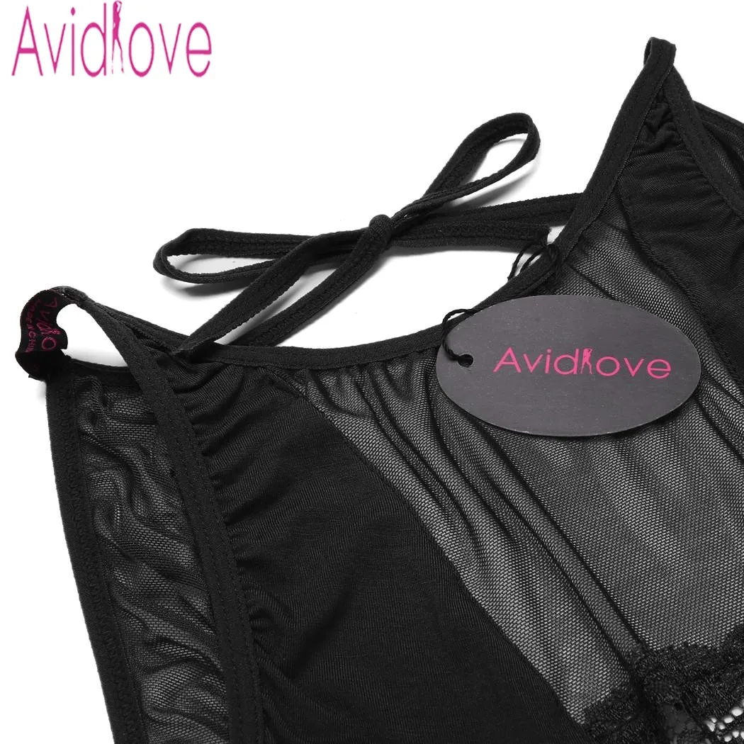 Avidlove Соблазнительные Кружевные Боди для женщин с открытой спиной сетчатые