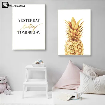 

Pineapple Motivational Quotes Minimalist Art Canvas Poster Painting Wall Picture Print Modern Home Office Room Decoration