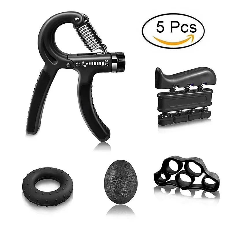 

5 Pcs Hand Grips Strengthener Trainer Set Adjustable Gripper Fingers Exerciser Ball Stretch and Exercise Ring Finger Resistance