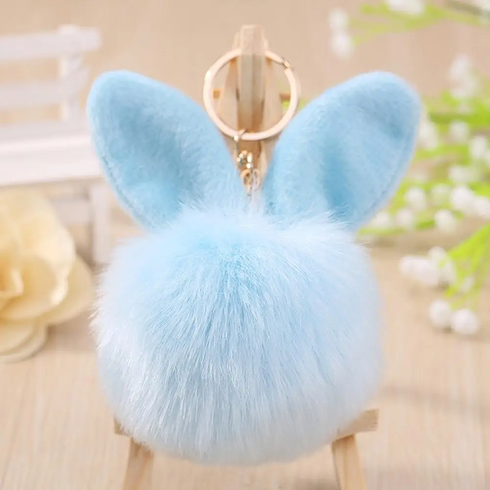 Cute Keychain Rabbit Ears Hair Ball Hanging Fur Bag Hanging Ornament Imitation Cony Hair Plush Key Chain Hanging Decoration