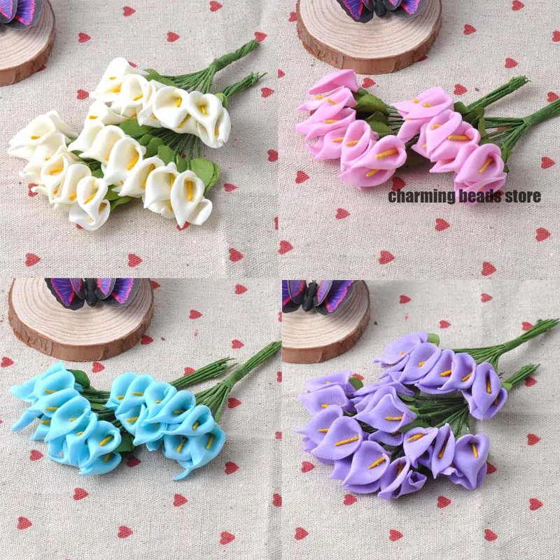 24pcs 16x21mm Artificial PE Foam Mini Lily Flower Bouquet Wedding Decor