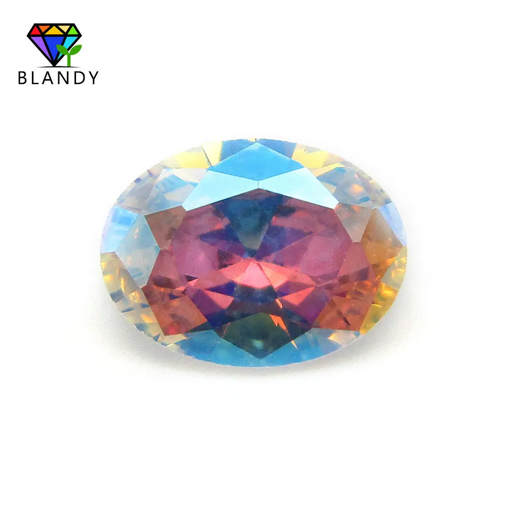 

Free Shipping 3x5~10x12mm Plating AB Color Cubic Zirconia Stone Oval Cut Multicolor CZ Stone Synthetic Gems For Jewelry Making