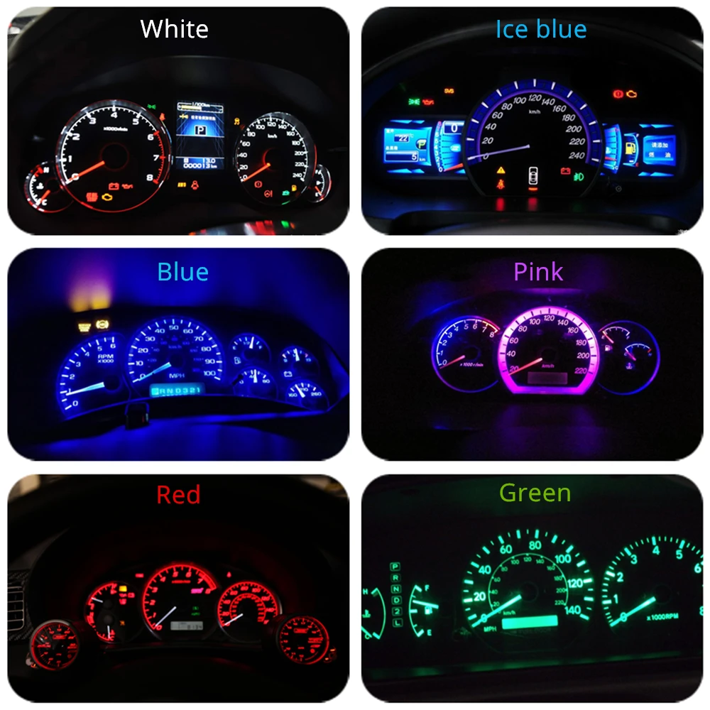 WLJH 6x 7 видов цветов 12v T5 Клин светодиодный светильник приборной панели автомобиля инструмент Панель лампа для Mercedes R129 W140 W163 R107 W124 R170 W208