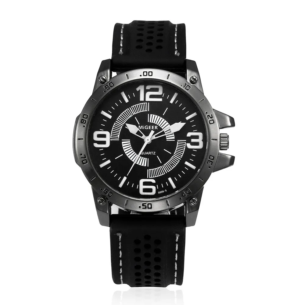 MIGEER, мужские Модные Спортивные кварцевые наручные аналоговые часы с силиконовым ремешком, мужские часы
