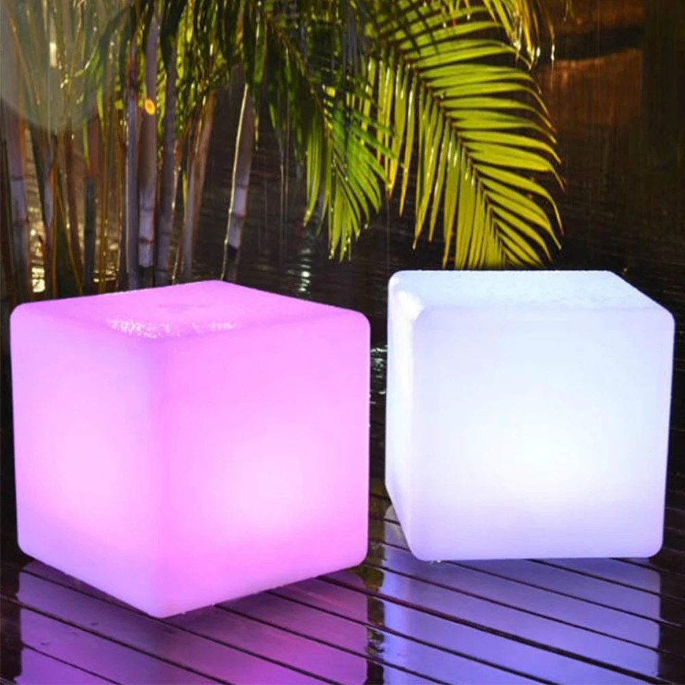 

LED luminous cube 15 CM outdoor IP68 luminous furniture creative bar stool remote control 16 colorful charging side stool
