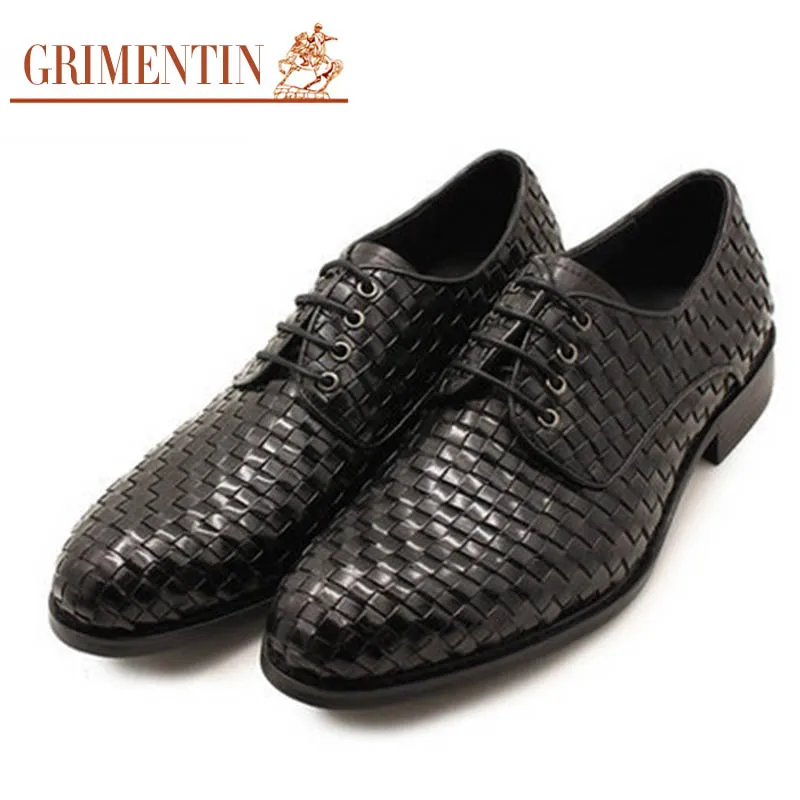 Gri Для мужчин олова моды итальянский Элитный бренд Мужские модельные туфли Плетеный Круглый носок Для мужчин S Бизнес формальные свадебные