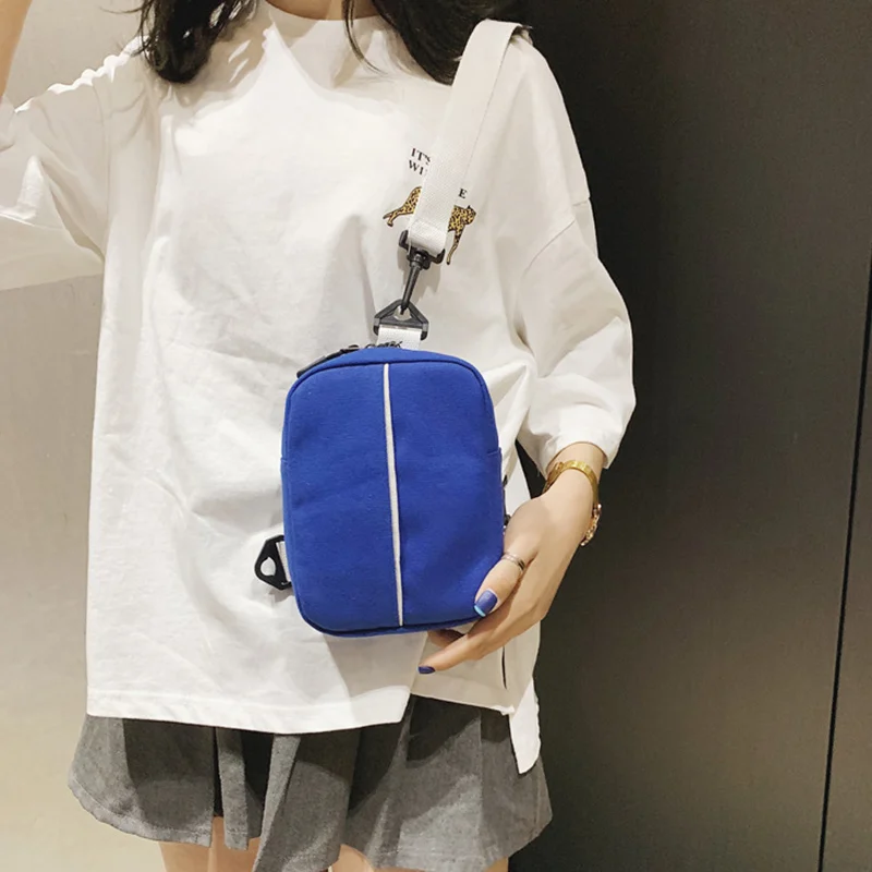

Crossbody Single Shoulder Bag Solid Color Canvas Bag with Strap for Women LT88