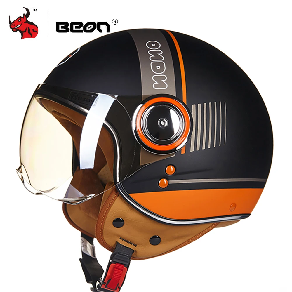 

BEON Motorcycle Helmet 3/4 Open Face Moto Riding Helmets Motocross Vintage Casque Moto Casque Casco Capacete Retro Helmet