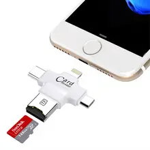 4-в-1 OTG Micro SD Card Reader/устройство для считывания с tf-карт для ПК Тип usb C Android Iphone 7 6 8 X