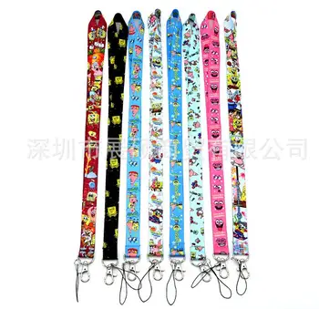 

50Pcs Popular cartoon Spongebob anime Neck Straps Lanyards ID Card,women Key chain kids party gifts