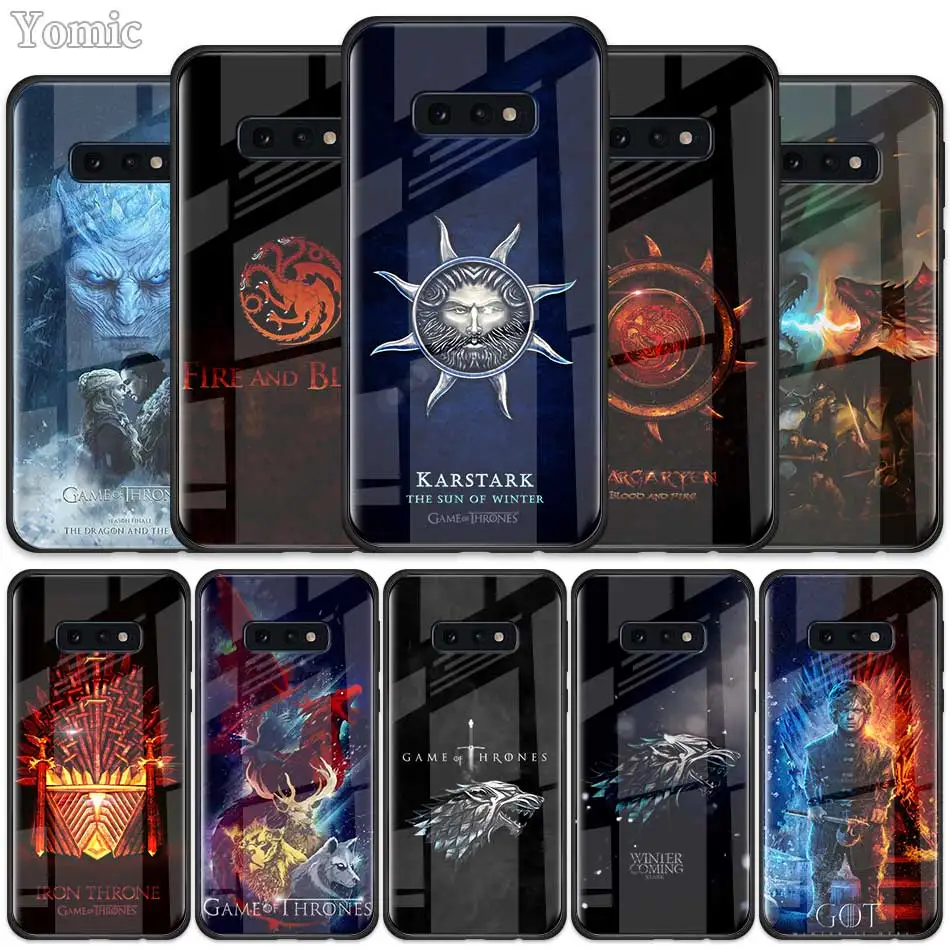 

Game Of Throne House Tempered Glass Case for Samsung Galaxy S10 S10e S9 S8 S10 Plus Note 9 A50 A30 Phone Cover Shell