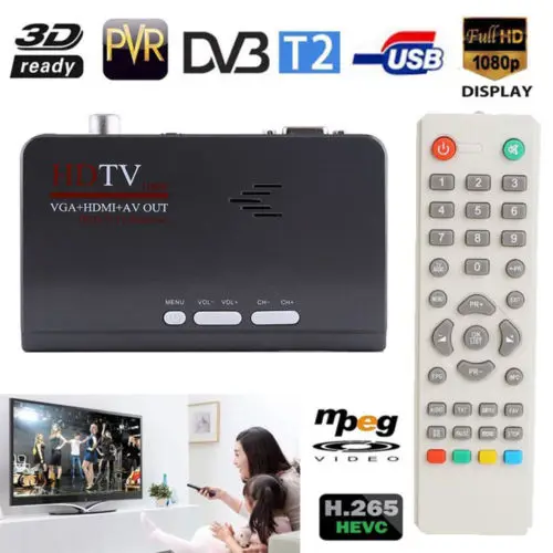 

1080P Digital Satellite Receiver HDMI DVB-T2 TV Box VGA/AV Tuner Combo Converter