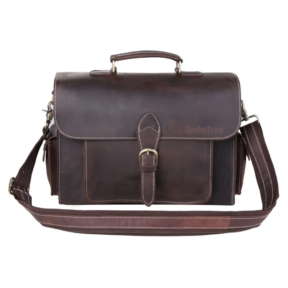 

Multi Pockets Cowhide Genuine Leather Messenger Bag Shoulder Bag Cross Body Bag Sling Bag for 12 inch Laptop