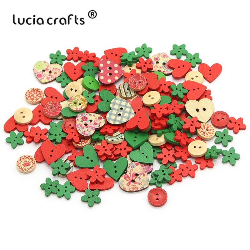 Lucia crafts 50 шт 15-25 мм смешанные стили деревянные пуговицы для рождественские вечерние украшения для самостоятельного пошива одежды аксессуары ручной работы E0607