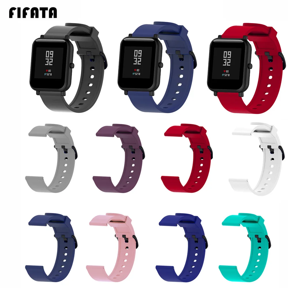 

FIFATA Pure Colorful Silicone Wrist Strap For Xiaomi Huami Amazfit Bip Youth Smart Watch Breathable Replacement Sport Band 20mm