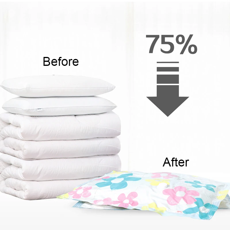 Ceny 11 sztuk partia kwiat wzór grube próżniowe skompresowane torby gospodarstwa domowego kołdra ubrania wielokrotnego użytku koc torba na ubrania szafa organizator