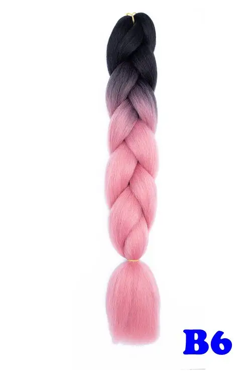 Luxury 24" 60cm Ombre Synthetic Crochet Hair Extensions Jumbo Braids Hairstyles Pink Red Blue Braiding Hair - Цвет: #16