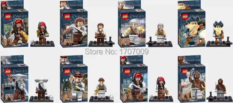 

KSZ 515 8Pcs Building Blocks action figure Pirates of the Caribbean Figures Captain Jack Sparrow Davy Jones movie action toy