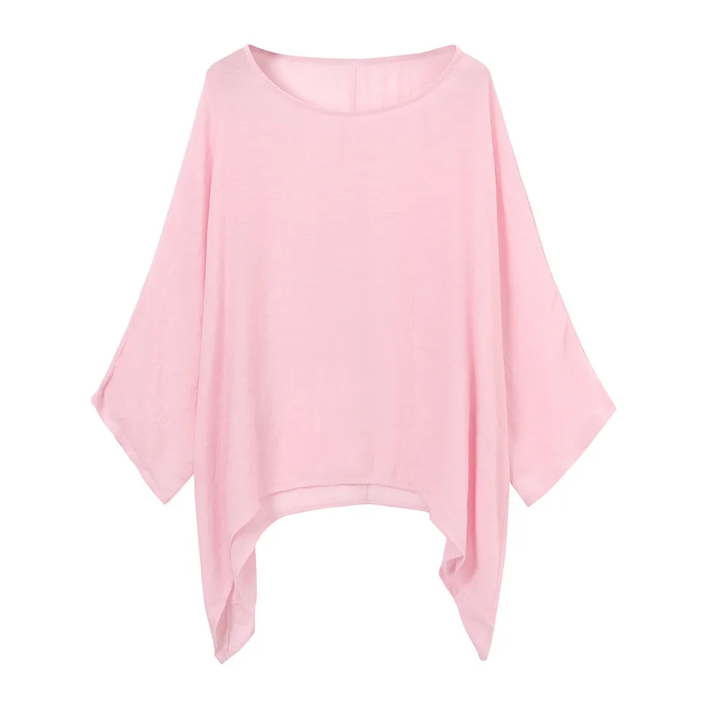 Женская футболка размера плюс, летние повседневные свободные хлопковые льняные топы, одноцветные свободные топы, рубашка, женская футболка с длинным рукавом/PT - Цвет: Розовый