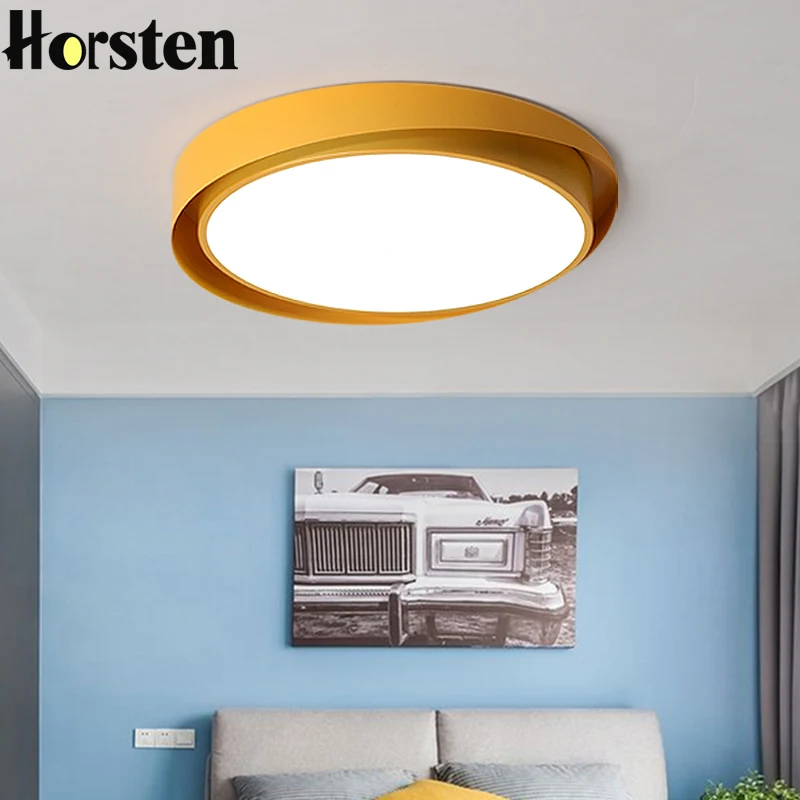

Nordic Macaron Color Ceiling Lamps Modern Iron Acrylic LED Ceiling Lights For Living Room Kitchen Bedroom Study Home Lighting