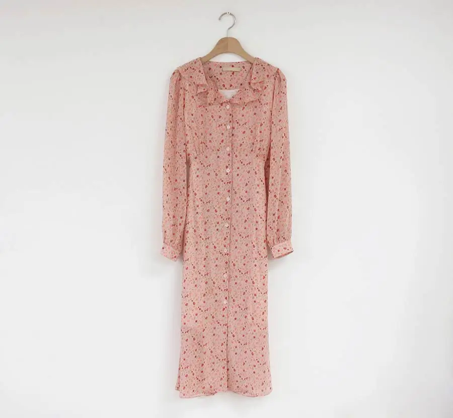 Розовые милые платья женские с длинным рукавом весна осень Корейский Японский стиль дизайн пояс и галстук-бабочка Рубашка-Платье на пуговицах винтажная девушка