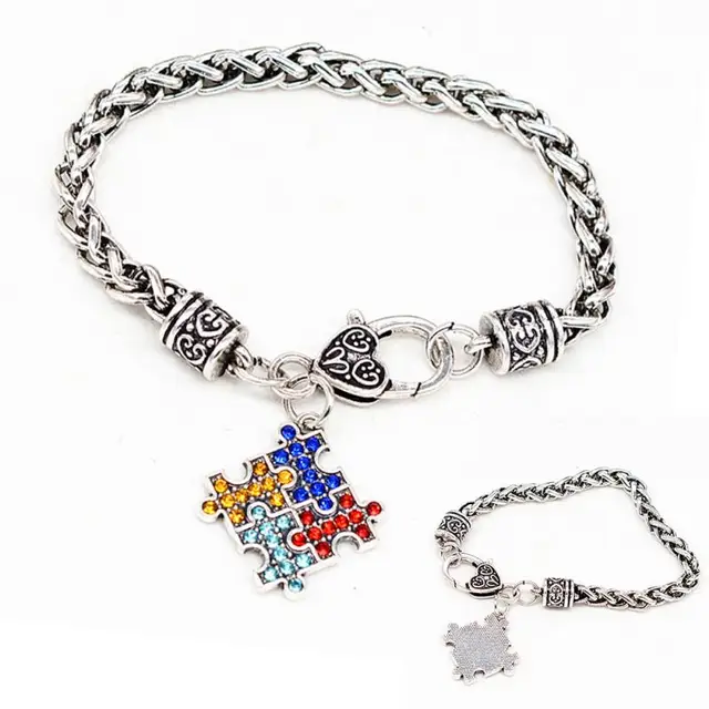 Fashion Bracelets Bangles Alloy Enamel Autism Awareness Puzzle Fashion Bracelets Bangles Alloy Enamel Autism Awareness Puzzle Piece Autistic Charm Bracelet
