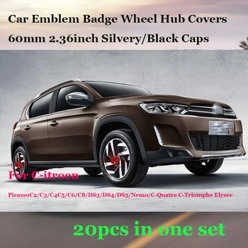 

20pcs/lot for Citroen PicassoC2/C3/C4C5/C6/C8/DS3/DS4 Auto Wheel Hub Caps Car emblem badge Car Wheel covers 60mm 2.36inch label