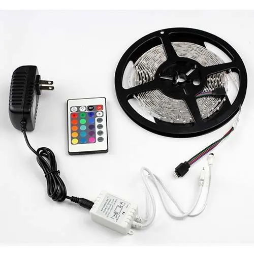 

5M RGB LED strip 2835 Non-waterproof 300LED 24KEY or 44KEY IR Remote Controller 12V 2A Power Adapter flexible light 60PCS/M