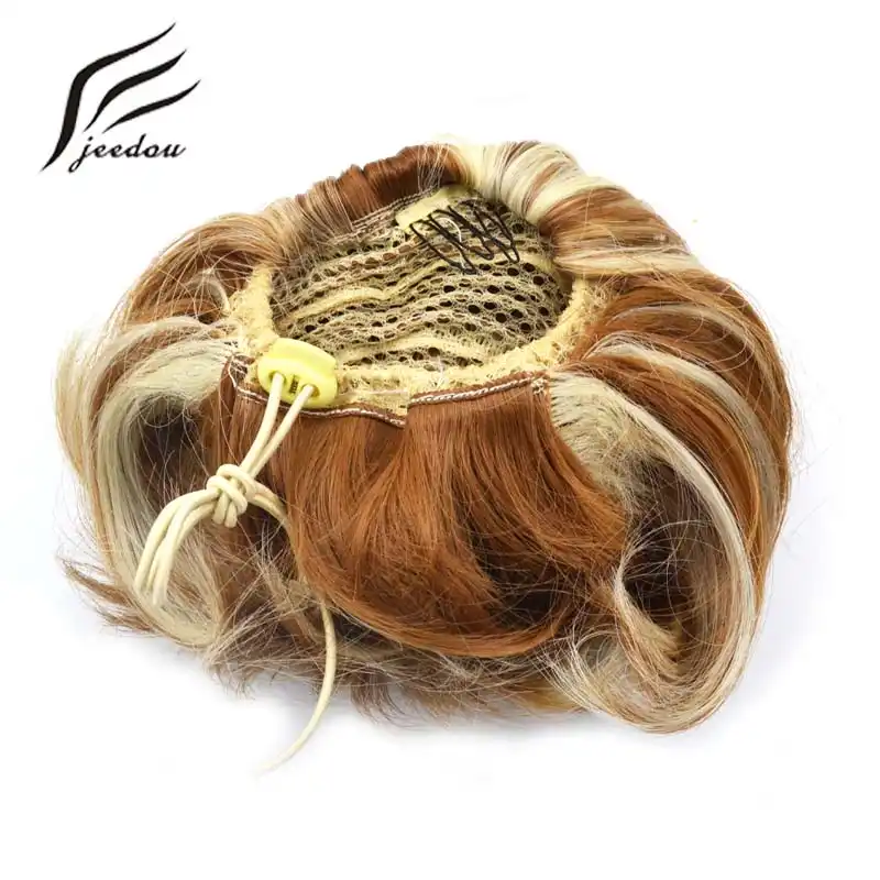 Jeedou Women S Donut Chignon Synthetic Straight Drawstring Clip On
