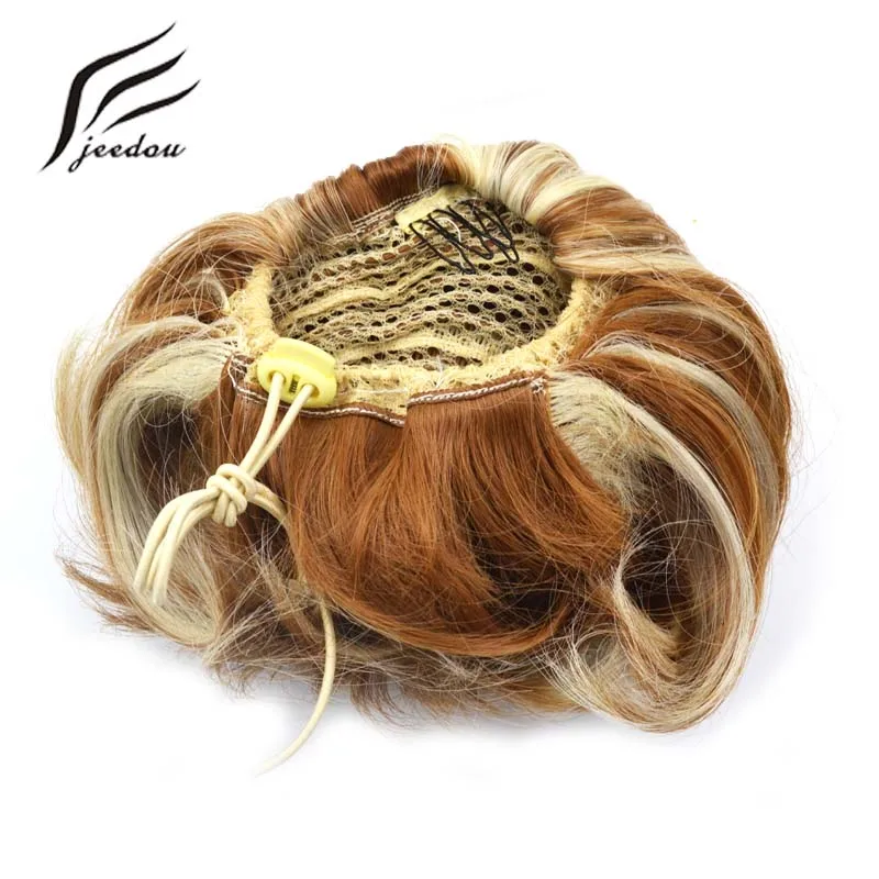 jeedou Women's Donut Chignon Synthetic Straight Drawstring Clip on Hair Bun Piece Updos Cover Hair Extensions