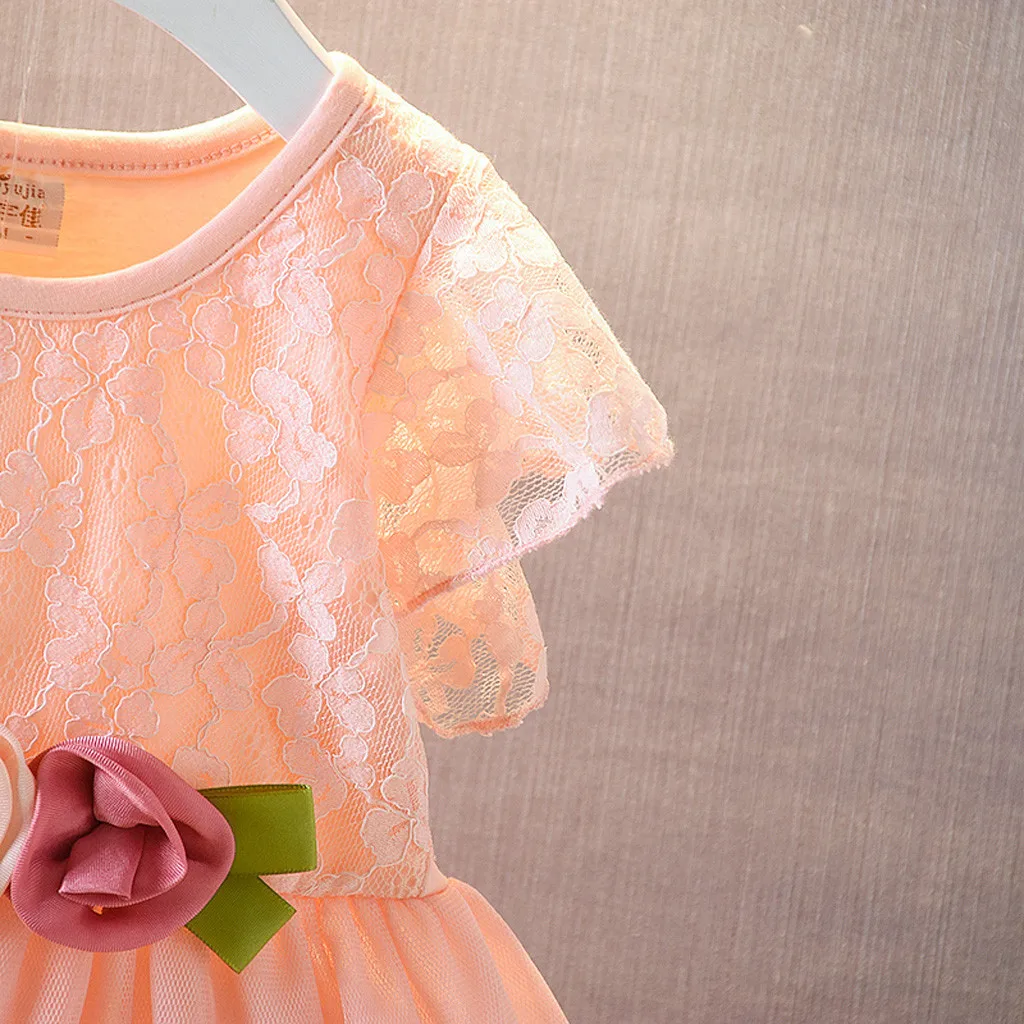 Для Летнее платье для маленьких девочек одежда для малышей Детская одежда для девочек с рюшами кружевное платье с цветочным рисунком платье с фатиновой юбкой платья принцессы, одежда, Vestido
