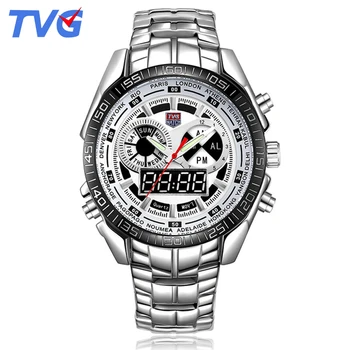 

TVG Men's Watches Band Waterproof Quartz Analog Display Date Day Week Wrist Watch Fashion Digital Watches Boys Gifts for Men
