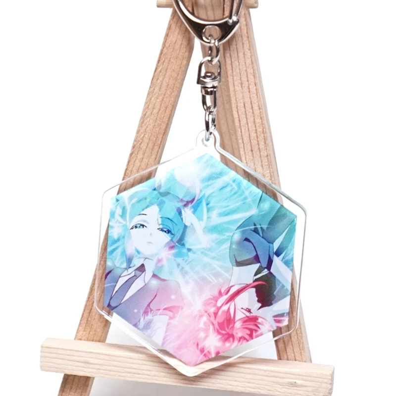 Anime Houseki No Kuni Phosphophyllite Cinnabar Diamond Pendant Keychain Keyring Key Rings New double sided Key Chains (5)