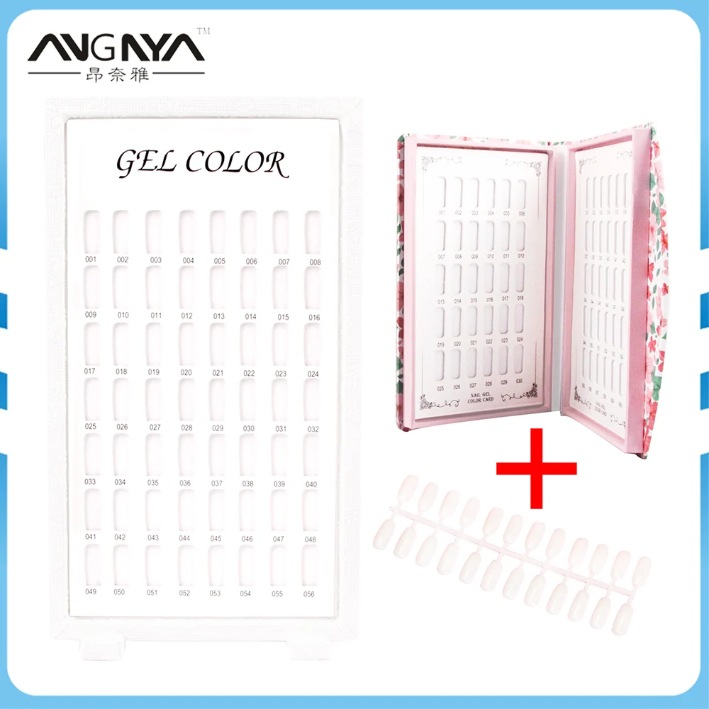 

ANGNYA 56+60 Colors Professional Nail Gel Polish Display Card Book Color Board Palette Stand with 120pcs Nail Tips