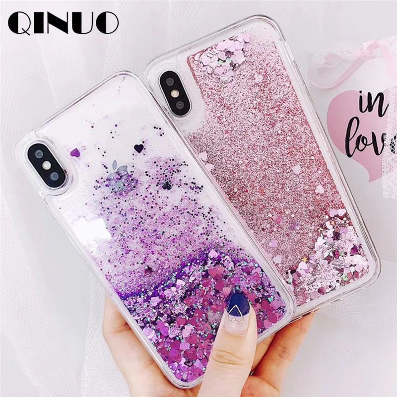 Мягкий чехол QINUO Shining Love Heart для Huawei P20 P9 P10 P8 Lite Жидкостная динамика зыбучий песок