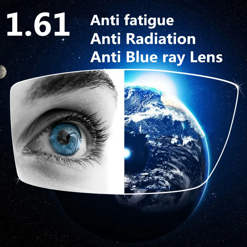 

1.61 Index UV 400 Index Anti Blue Ray Anti Radiation Resin Lenses Green Coating Anti Fatigue Lens for Eyes