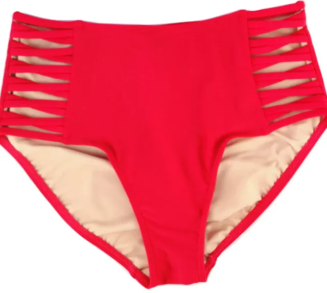 High Waist Bikinis Bottoms 1 Piece White Swimsuits Women Sexy Bandage