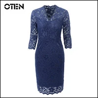 OTEN-2018-Spring-robe-crayon-Elegant-Women-Sexy-V-Neck-3-4-sleeve-Career-Business-work