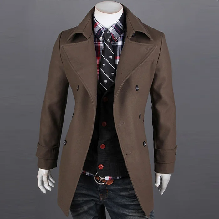 Новое поступление Британский зимний Тренч мужской длинный двубортный Тренч Куртки известный бренд теплые пальто