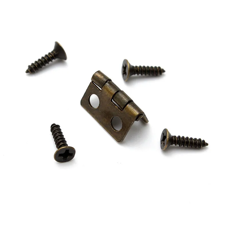 10pcs Antique Brass Vintage Jewelry Gift Wine Wood Wooden Box Hinge With Screws