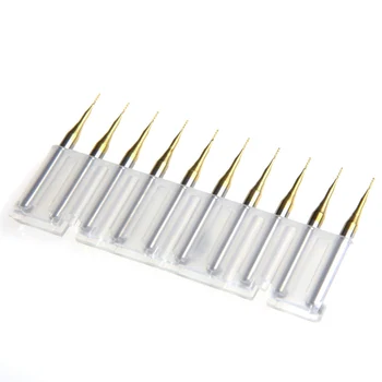 

10Pcs/Set Titanium Coat Carbide 3.175x0.5mm End Mill Engraving Bits CNC Cutters