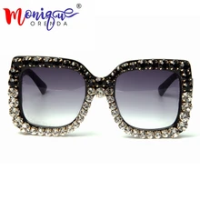 Летние Солнцезащитные очки женские брендовые дизайнерские ретро солнцезащитные очки со стразами роскошные винтажные негабаритные Модные оттенки женские Oculos