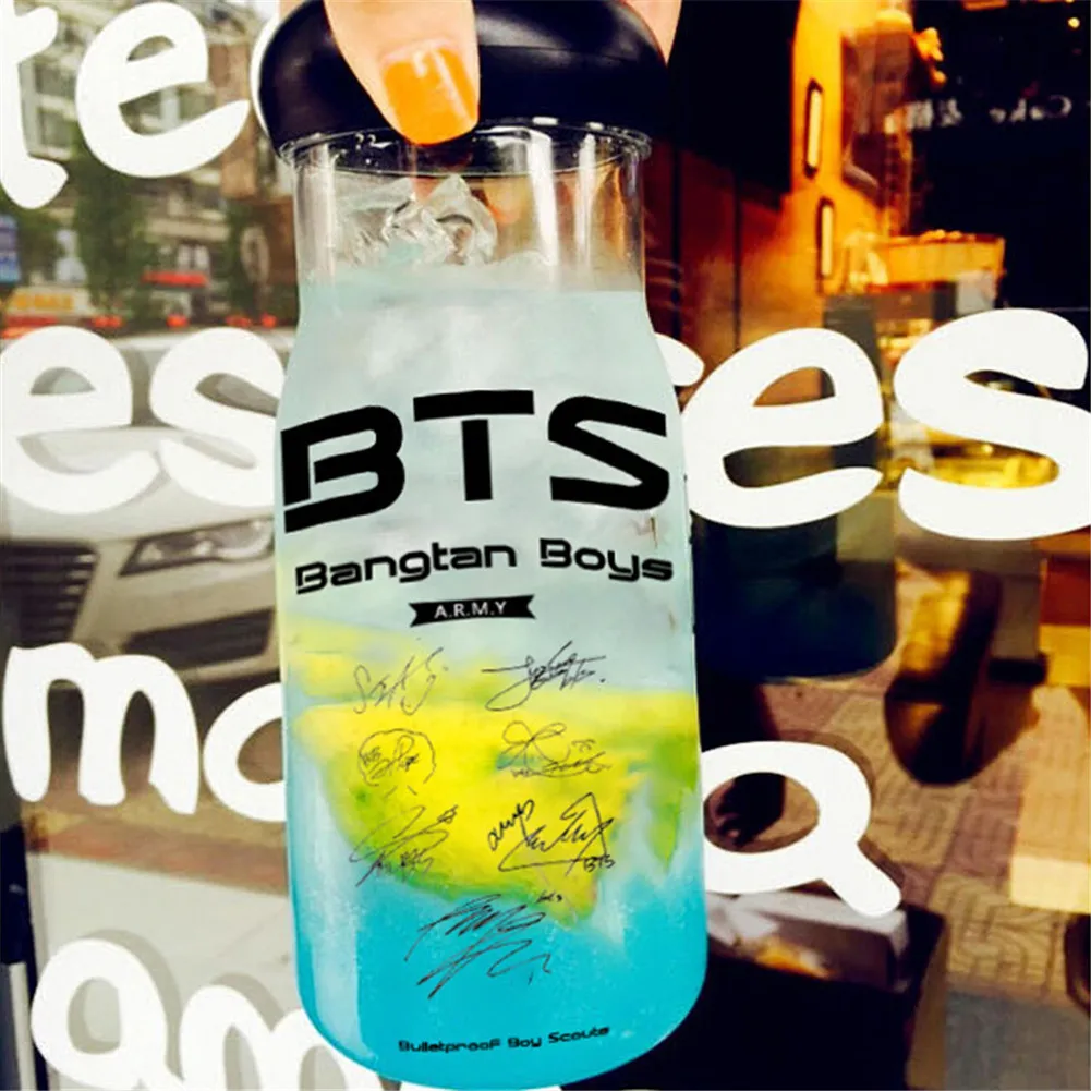 

K-pop EXO Portable Water Bottle Summer Sport Fruit Lemon Juice Drinking Bottle Infuser Clear Healthy Plastic Water Bottle
